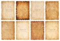 Vector collection set old parchment paper sheet vintage aged or texture isolated on white background Royalty Free Stock Photo