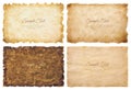 Vector collection set old parchment paper sheet vintage aged or texture isolated on white background Royalty Free Stock Photo