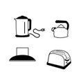 Kitchen Appliances Vector Set - Kettles, Wall Chimney, Toaster Royalty Free Stock Photo