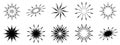 Vector collection of silhouette Sun stars burst sunburst snowflakes icons decoration, abstract background pattern illustration Royalty Free Stock Photo