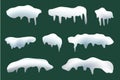 Vector collection of snow caps, pile, icicles, ice, snowball and snowdrift isolated on transparent background Royalty Free Stock Photo