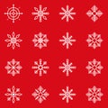 Snowflake shapes on a red background Royalty Free Stock Photo