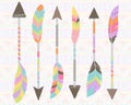 Vector Collection of Stylized Tribal Feather Arrows