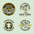 Collection of Tennis Logo Badge in Vintage Retro Style Royalty Free Stock Photo