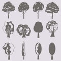 Vector collection of tree silhouettes isolates