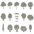 Vector collection of tree silhouettes isolates