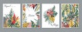 Vector collection of trendy creative cards with floral exotic tropical elements, palm leaves