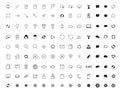 Vector collection of universal black flat icons for web, technology, communication, connectivity, music, media, finance,