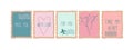 Vector collection of vintage post stamps for St. Valentine day, wedding design, invitation, congratulation, scrapbook Royalty Free Stock Photo