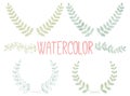 Vector Collection of Watercolor Style Laurels and Botanical