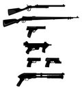 Vector collection of weapon silhouettes Royalty Free Stock Photo