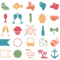 Vector Collection of Wedding and Party Themed Icons Royalty Free Stock Photo