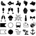Vector Collection of Wedding and Party Themed Icons Royalty Free Stock Photo