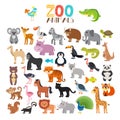 Vector collection of Zoo animals. Set of cute cartoon animals Royalty Free Stock Photo