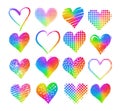 Grunge rainbow colored hearts