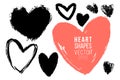 Vector collections of hand drawn grunge Valentine hearts isolated on transparent background. Heart symbol by hand