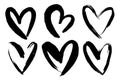 Vector collections of hand drawn grunge Valentine hearts isolated on transparent background. Heart symbol by hand