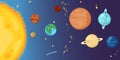 Vector Color Cartoon Illustration - Solar System with Sun and all Planets Royalty Free Stock Photo