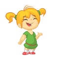 Vector color cartoon image of a cute little girl. Little girl with blonde hair. Vector cartoon little girl