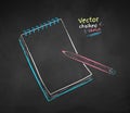 Vector color chalk drawing of notepad