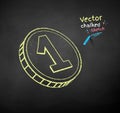 Vector color chalk drawn illustration of coin