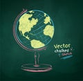 Vector color chalk drawn illustration of globe Royalty Free Stock Photo