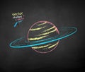 Vector color chalk drawn illustration of Saturn