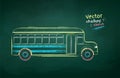Vector color chalk drawn illustration of school bus