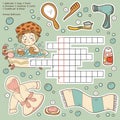 Vector color crossword, education game about bathroom Royalty Free Stock Photo