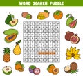 Vector color crossword about fruits. Word search puzzle Royalty Free Stock Photo