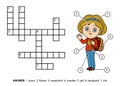 Vector color crossword. Schoolgirl character with a backpack