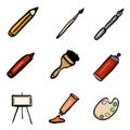 Vector Color Doodle Art Icons Set