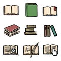 Vector Color Doodle Book Icon Set