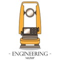Vector color engineering logo of a theodolite. Geodesy.