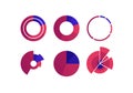 Vector color flat chart diagram icon illustration set. Red and blue diagram collection of pie, donut and polar area infographic