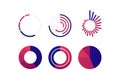 Vector color flat chart diagram icon illustration set. Red and blue diagram collection of pie, donut, radial bar and histogram