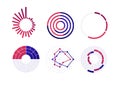 Vector color flat chart diagram icon illustration set. Red and blue diagram group of radar, heat map, donut, radial histogram Royalty Free Stock Photo