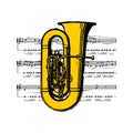 vector color flat design tuba wind instrument vector illustration white background in EPS10