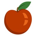 Vector Single Color Flat Icon - Red Apple Fruit with a Leaf Royalty Free Stock Photo
