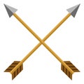 Vector Medieval Icon of Crossed Arrows Royalty Free Stock Photo