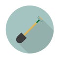 Vector color flat shovel icon in flat style with long shadow. Industrial equipment.