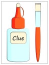 Vector color glue and brush Icon. Flat vector illustration of bottle with glue and brush for web, logo, icon, app, UI