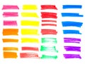 Vector color highlighter brush lines. Hand drawing. Vector illustration