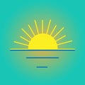 Vector color icon sunset, sunrise symbol.
