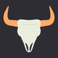 Vector color illustration icon with simplified buffalo, bison skull. Wild west symbolic textile element. Background Royalty Free Stock Photo