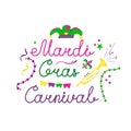 Vector color lettering for Mardi Gras carnival.Mardi gras party design. Collection of french traditional mardi gras symbols Royalty Free Stock Photo