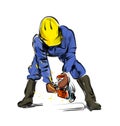 Vector color line sketch construction worker