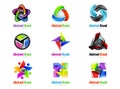 Vector color logo. Corporate identity icon. Design elements. Set colorful abstract 3d icons sign. Symbols templates logos Royalty Free Stock Photo