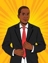 Vector color pop art style illustration of a businessman in suit.