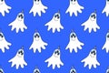 Vector color seamless childish pattern with cute Ghosts. Baby background and texture for Halloween, fabric, wrapping, wallpaper, Royalty Free Stock Photo